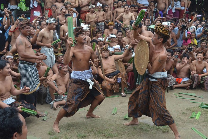 Bali hindu balinese pandan ceremonies should war kare